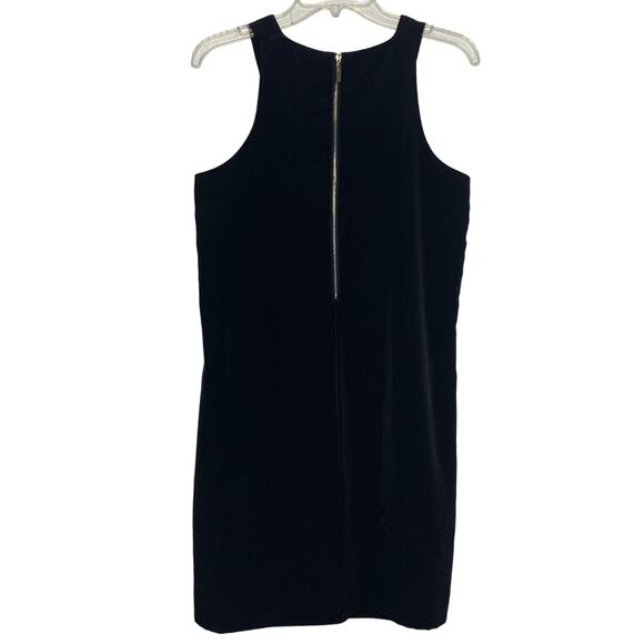 OLEG CASSINI Sleeveless Mini Shift Dress Pleated Front Scoop Neck Black Size S - Picture 4 of 11